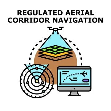 Drone aerial corridor navigation system with radar Stock Illustration