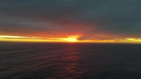 Drone Aerial of Dramatic Sunrise Over the Indian Ocean, South Africa.vertical Stock Footage 341028222