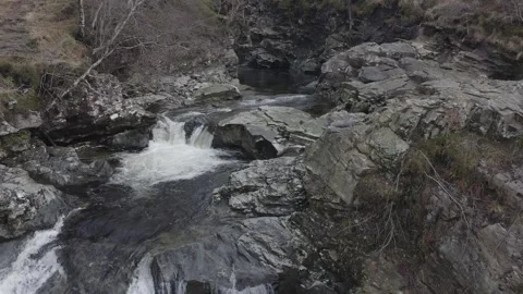 Drone Aerial of the Falls of Falloch Stock Footage 247618696