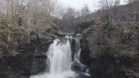 Drone Aerial of the Falls of Falloch Stock Footage 247618870