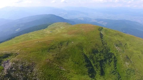Drone aerial flight over mountain. summer day Stock Footage 79787551