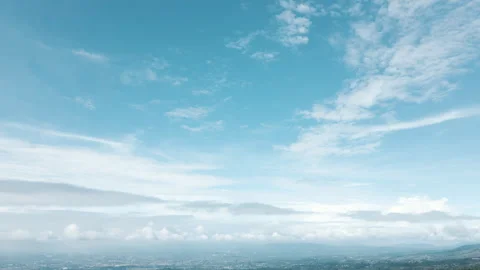 Drone Aerial of Fluffy Clouds Over Clear Sky Stock Footage 309161250