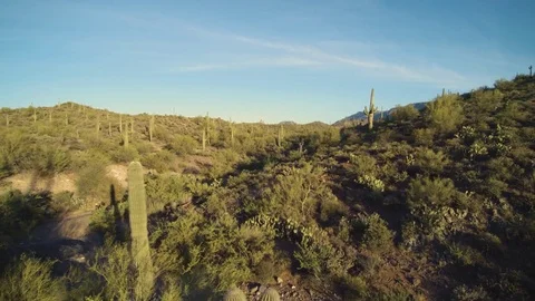 Drone aerial flying over desolate Arizona desert landscape terrain Stock Footage 78496797