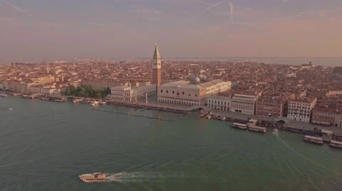 Drone aerial flying over Grand Canal with spectacular view of Venice Stock Footage