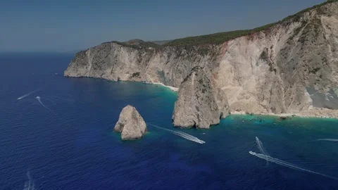 The drone aerial footage of Mizithres beach, Zakynthos Island, Greece. Stock-Footage 283253653