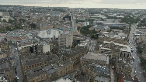 Drone Aerial General View over Bradford City Centre Stock-Footage 116030734