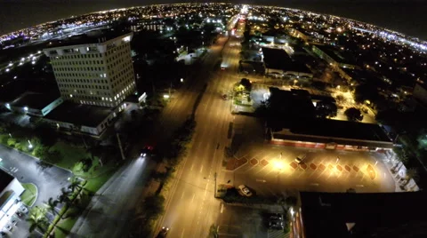 Drone aerial Hallandale city night Stock Footage