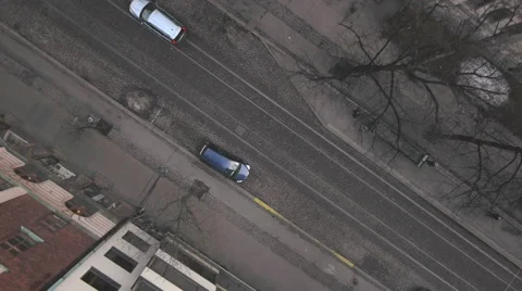 Drone aerial high angle view of Helsinki Bulevardi street Stock Footage 45612176