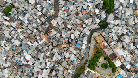 Drone Aerial High View Of Rooftops Of Rocinha Favela. Rio De Janeiro Brazil Vidéo 106871921