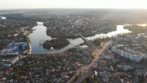 Drone Aerial Hyperlapse of a Beautiful Sunset Over River Stock-Footage 112648389