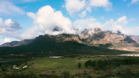Drone Aerial Hyperlapse Groot Drakenstein Mountain Stellenbosh South Africa  Stock Footage 169631720