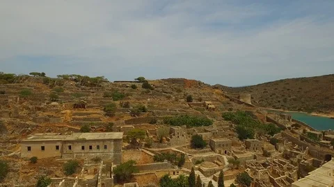 Drone Aerial of Island of Spinalonga Stockbeeldmateriaal 81546907