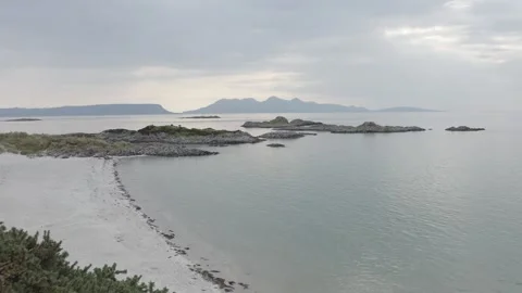 Drone Aerial of Isles of Eigg and Rum Stock Footage 247617988