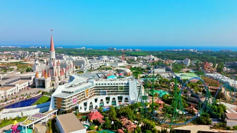 Drone aerial of The Land of Legends Theme Park, Belek, Antalya, Turkey. Vídeos de archivo 334223105