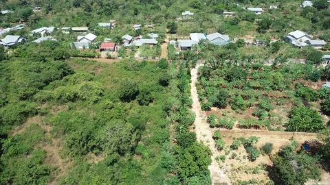 Drone aerial left to right view of farm in Timor Kupang indonesia Stock Footage 89854794