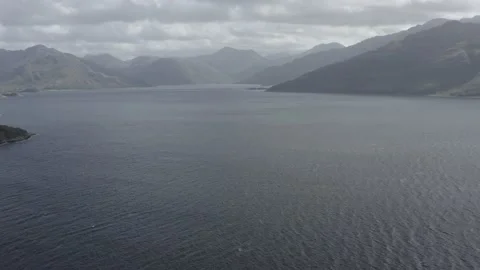 Drone Aerial Looking Down Loch Hourn in to Barrisdale Bay Stock-Footage 210472424