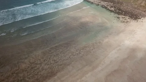 Drone Aerial of Low Cloud above Traigh na Clibhe Beach, Isle of Lewis Video stock 90863138