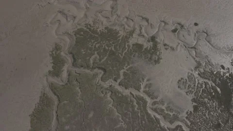 Drone Aerial of Low Tide at Carse Sands Stock Footage