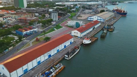 Drone Aerial of Marco Zero and Recife Antigo at Night Video stock 329259262