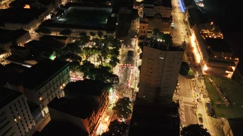 Drone Aerial of Marco Zero and Recife Antigo at Night 库存影片 329259346
