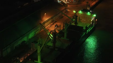 Drone Aerial of Marco Zero and Recife Antigo at Night Video stock 329259405