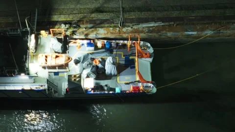 Drone Aerial of Marco Zero and Recife Antigo at Night Video stock 329259585