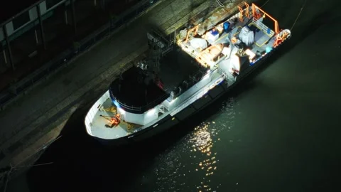 Drone Aerial of Marco Zero and Recife Antigo at Night Video stock 329259589
