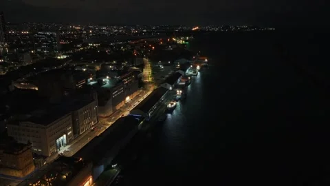 Drone Aerial of Marco Zero and Recife Antigo at Night Vidéo 329260219
