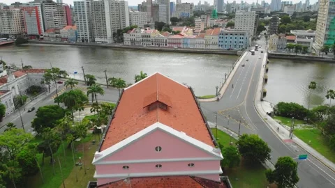Drone Aerial of Marco Zero and Recife Antigo at Night Vidéo 329261462