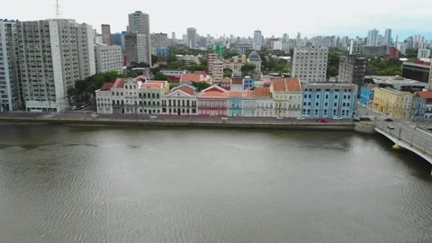 Drone Aerial of Marco Zero and Recife Antigo at Night 库存影片 329261463