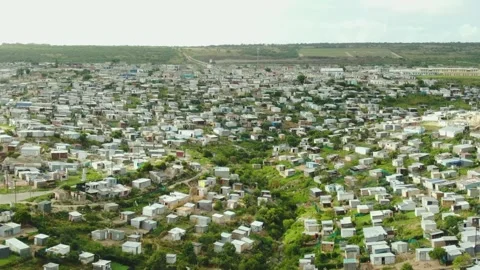 Drone aerial of a massive informal settlement in South Africa Stock Footage 260374213