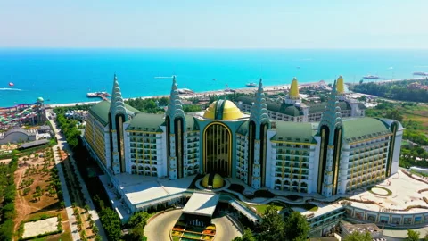 Drone aerial of modern hotel complex in Turkey. Stock Footage 334219525