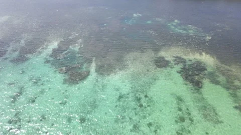 Drone aerial moving forward and panning up to show huts in New Caledonia Stock Footage 319059763