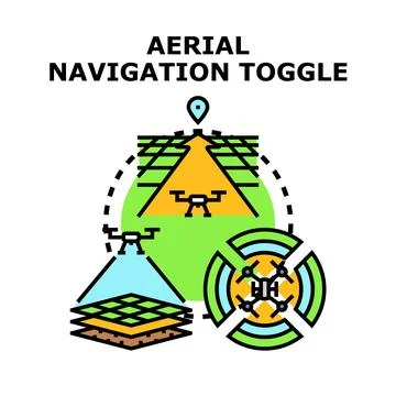 Drone aerial navigation mapping surveying toggle concept Stock Illustration