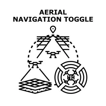 Drone aerial navigation mapping surveying toggle concept Stock Illustration