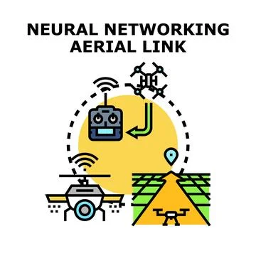 Drone aerial networking for smart mapping and data link Stock Illustration
