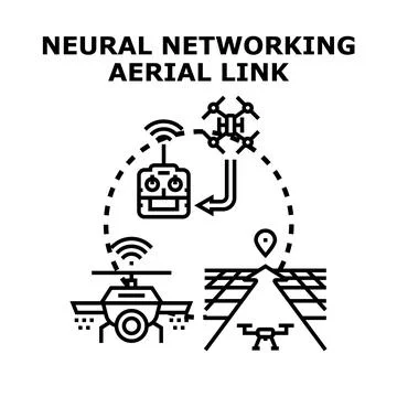 Drone aerial networking for smart mapping and data link Stock Illustration