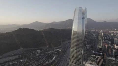 Drone Aerial Orbit Shot Over Santiago Highway And Hills Stock Footage 345606461