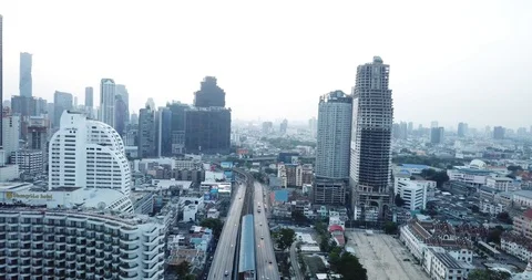 Drone Aerial Over Bangkok Thailand Curfew covid19 Stock Footage