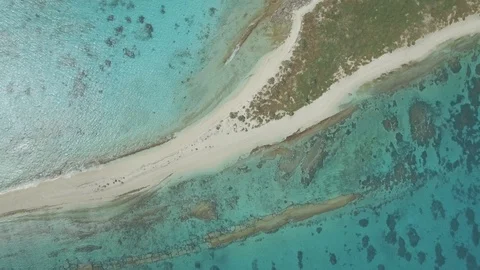Drone aerial over coral sand kay, pan up above landscape, 4k Vidéo 124511853