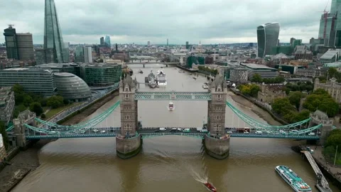 Drone Aerial Over The River Thames, London, United Kingdom Stock-Footage 217749922