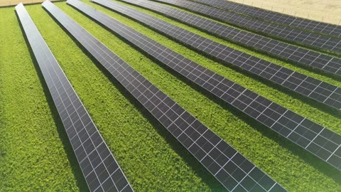Drone Aerial Over Solar Panel Farm in Skåne Sweden Stock Footage 341622996