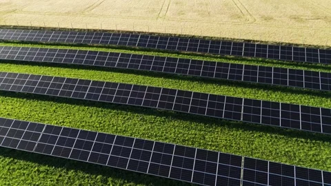 Drone Aerial Over Solar Panel Farm in Skåne Sweden Stock Footage 341623027