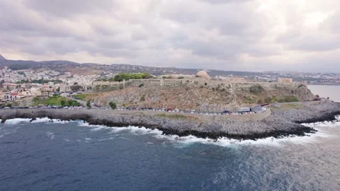 Drone Aerial panoramic view of iconic and picturesque Venetian old port Castle Stock Footage 168251260