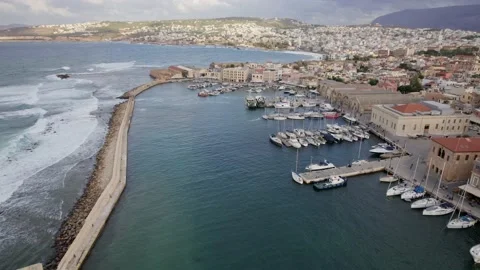 Drone Aerial panoramic view of iconic and picturesque Venetian old port Video stock 168254422
