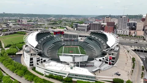 Aerial View Of Sports Stadiums In Cincinnati Stock Photo