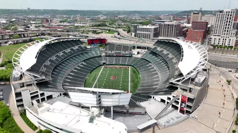 Aerial View Of Sports Stadiums In Cincinnati Stock Photo