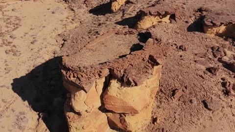 Drone Aerial Reveal of a Desolate Alien Outpost and Ancient Stone Fortress on a Stock Footage 332218573