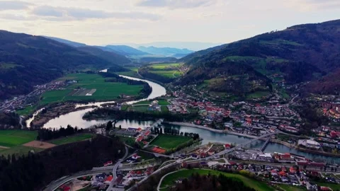 Drone aerial river dam and valley landscape 库存影片 332421953