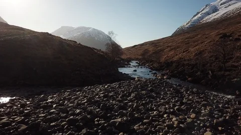 Drone Aerial of River Etive Video stock 86489046